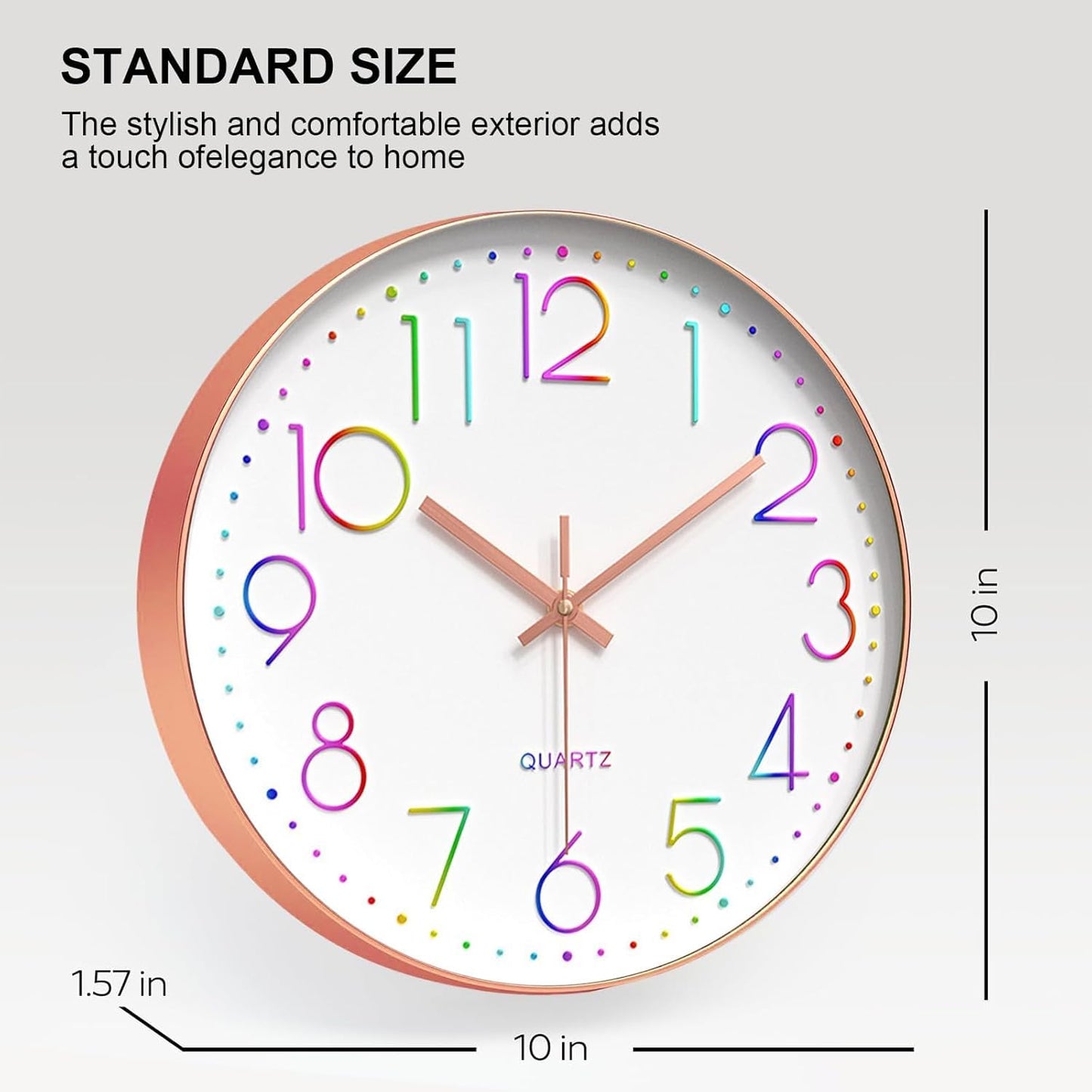 Spardar Rose Gold Wall Clock 12 Inch Silent Non Ticking Modern Wall Clock (White)