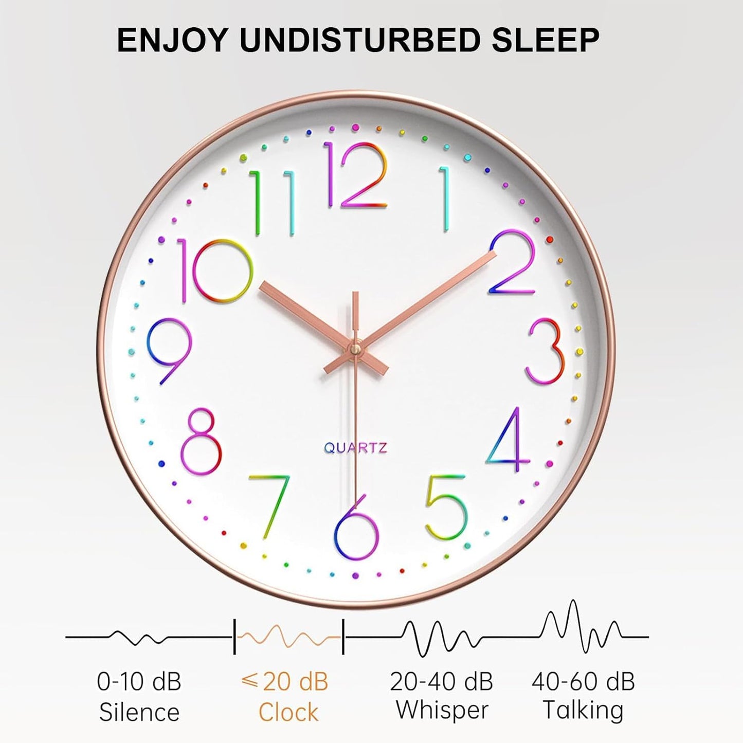 Spardar Rose Gold Wall Clock 12 Inch Silent Non Ticking Modern Wall Clock (White)
