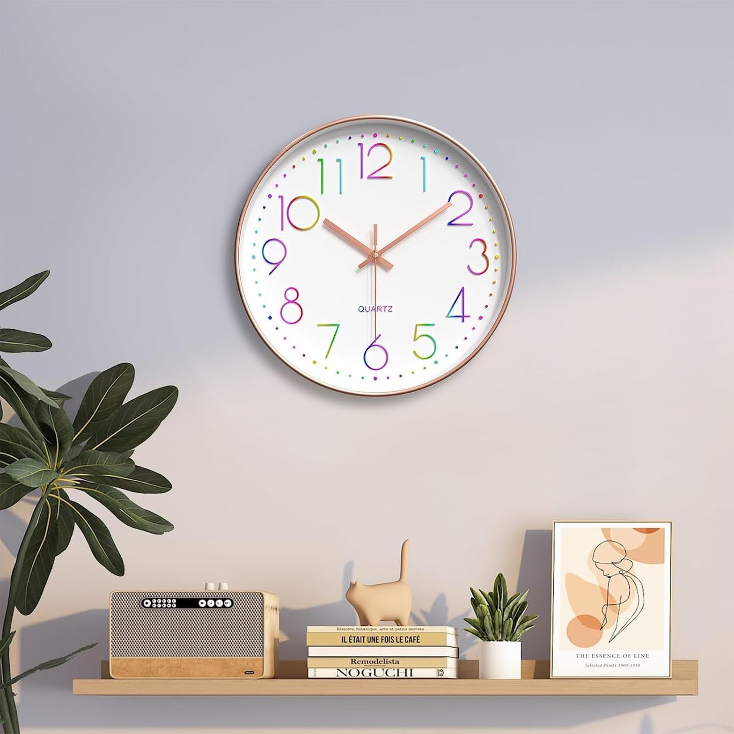 Spardar Rose Gold Wall Clock 12 Inch Silent Non Ticking Modern Wall Clock (White)
