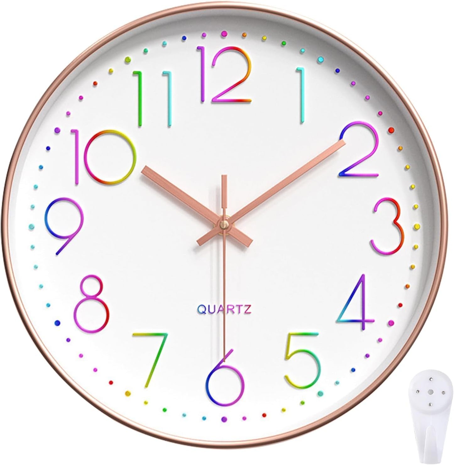 Spardar Rose Gold Wall Clock 12 Inch Silent Non Ticking Modern Wall Clock (White)