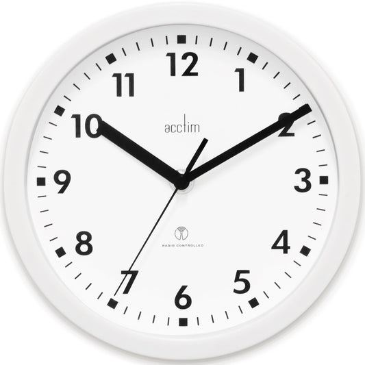 Acctim 74662 Nardo 20cm Radio Controlled White Wall Clock